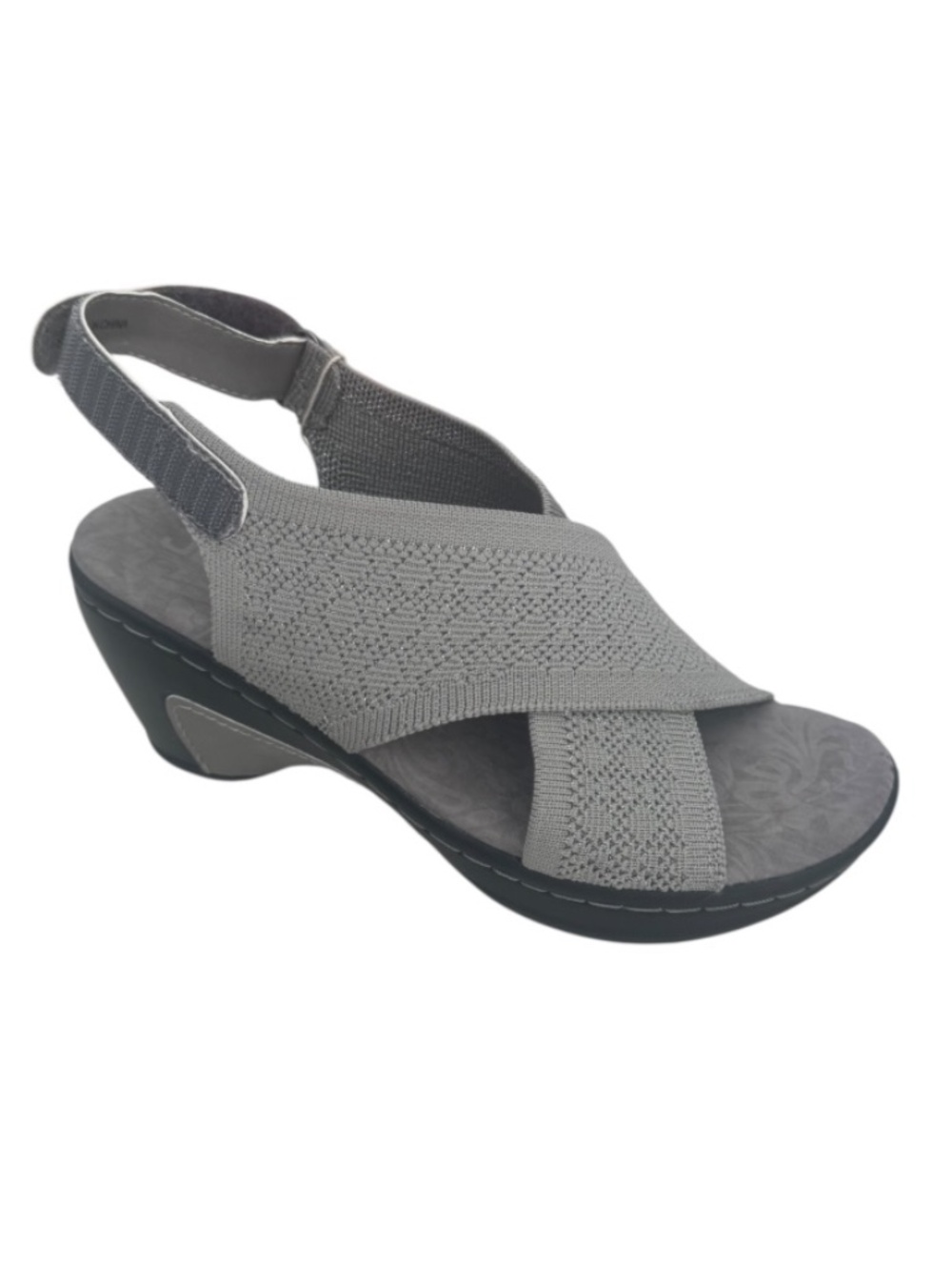 Jbu Women's Alyssa Wedge Sandals, Gray Shimmer, Size 6.5M - NWB